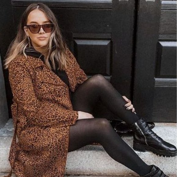 MODA ME COUTURE Jackets & Blazers - CLASSIC vegan suede Leopard Print Trench coat jack